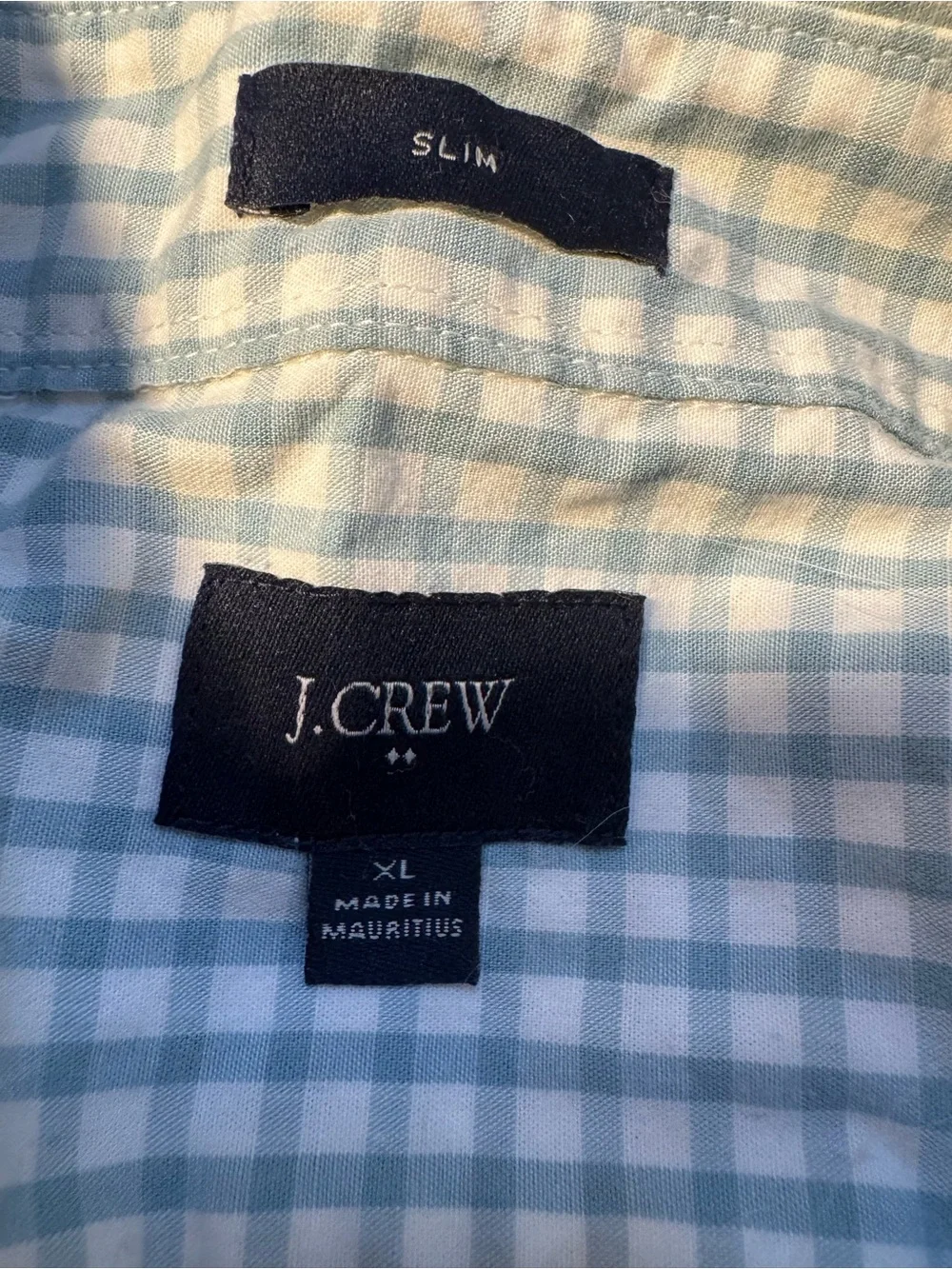 J. Crew. Slim Fit Blue & White Gingham Button Down Shirt Men’s XL 100% Cotton